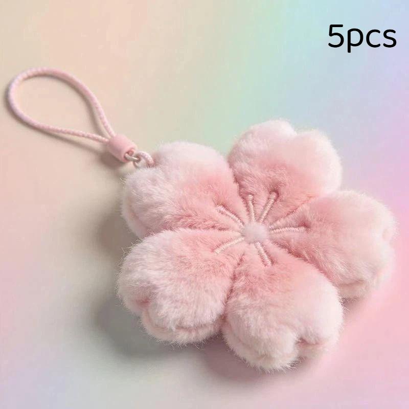 1/3/5Pcs Bag Pendant Plush Cherry Blossom Doll Keychain Healing Series Decorative Hanging Ornament For Girlfriend Gift