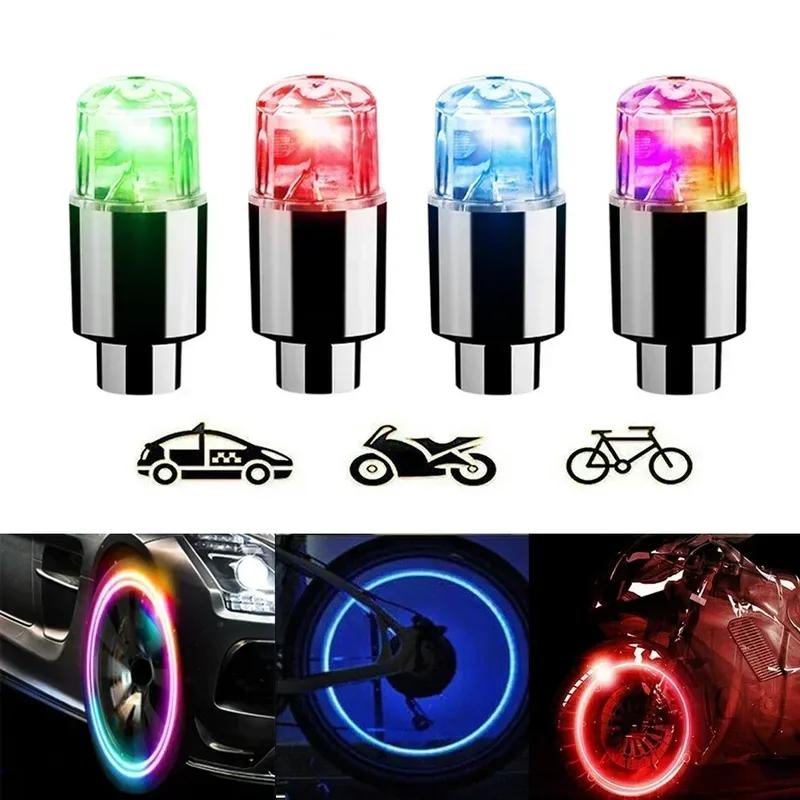 2PCS Colorful LED Wheel Valve Lights Motorcycle Car Wheel Tire Valve Caps Universal Dustproof Bicycle Valve Cover