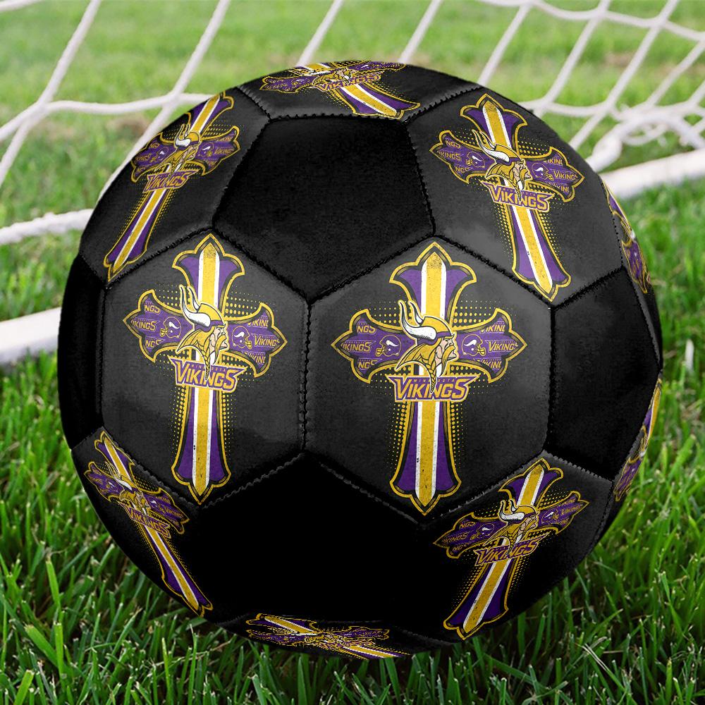 Minnesota Vikings Soccer Ball Colorful All Ages Machine Stitched PVC Competition Ready Durable High-Bounce.SIZE5