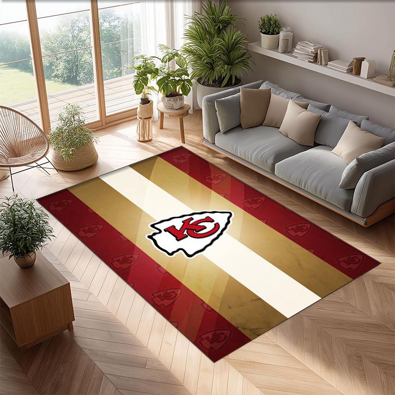 Tappeto in Velluto di Cristallo Kansas City Chiefs Morbido Anti?Tappetino Antiscivolo Comodo per Casa Soggiorno Camera da Letto Tappeto Decorativo
