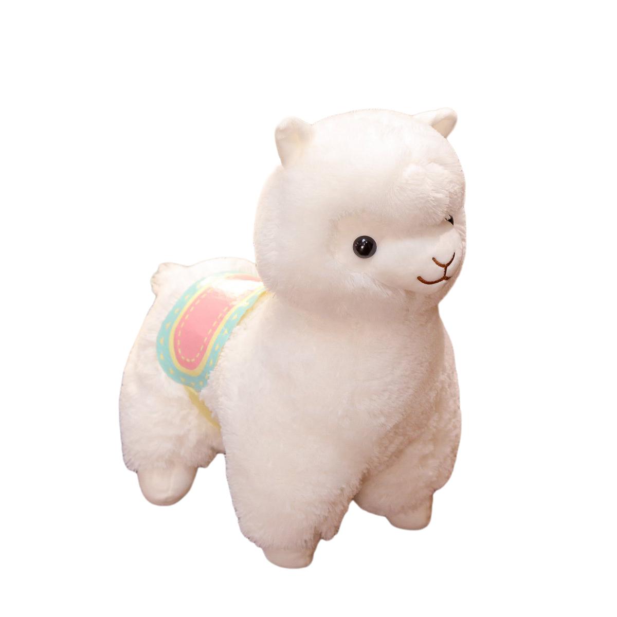 35/50cm Gevulde Zadel Alpaca Pop Pluche Speelgoed Paars Roze Wit Schaap Pluizig Staand Grasland Cartoon Dier Cadeau 35cm