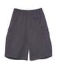 PEACE MAKER Parachute Curved Snap Cargo Bermuda Sweat Shorts (Charcoal)