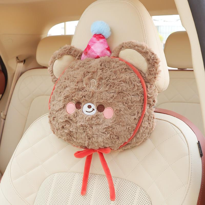 

Cute Car Headrest Neck Pillow Cartoon Car Seat Waist Support Plush Car Rear Seat Backrest Waist Cushion Lumbar Support Pillow