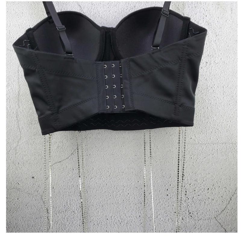 Fashionable Elegant Chain Fringe Small Tank Top Strapless Flowing Cool Individual Style Outerwear Fitted Cup Top Camis & Tank Tops