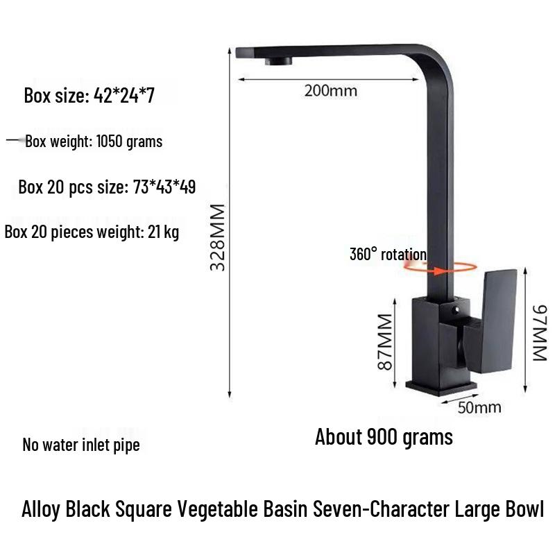 

European Style Black Stainless Steel Vegetable Washing Basin with Hot and Cold Faucet No Pipe