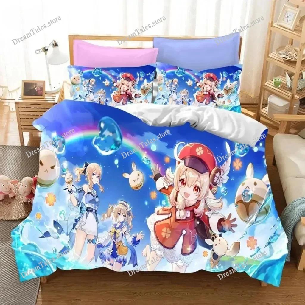 3D Game Genshin Impact Bedding Sets Keqing Xiao Duvet Cover Set Boys Adults Single Full Queen King Size Bed Linen