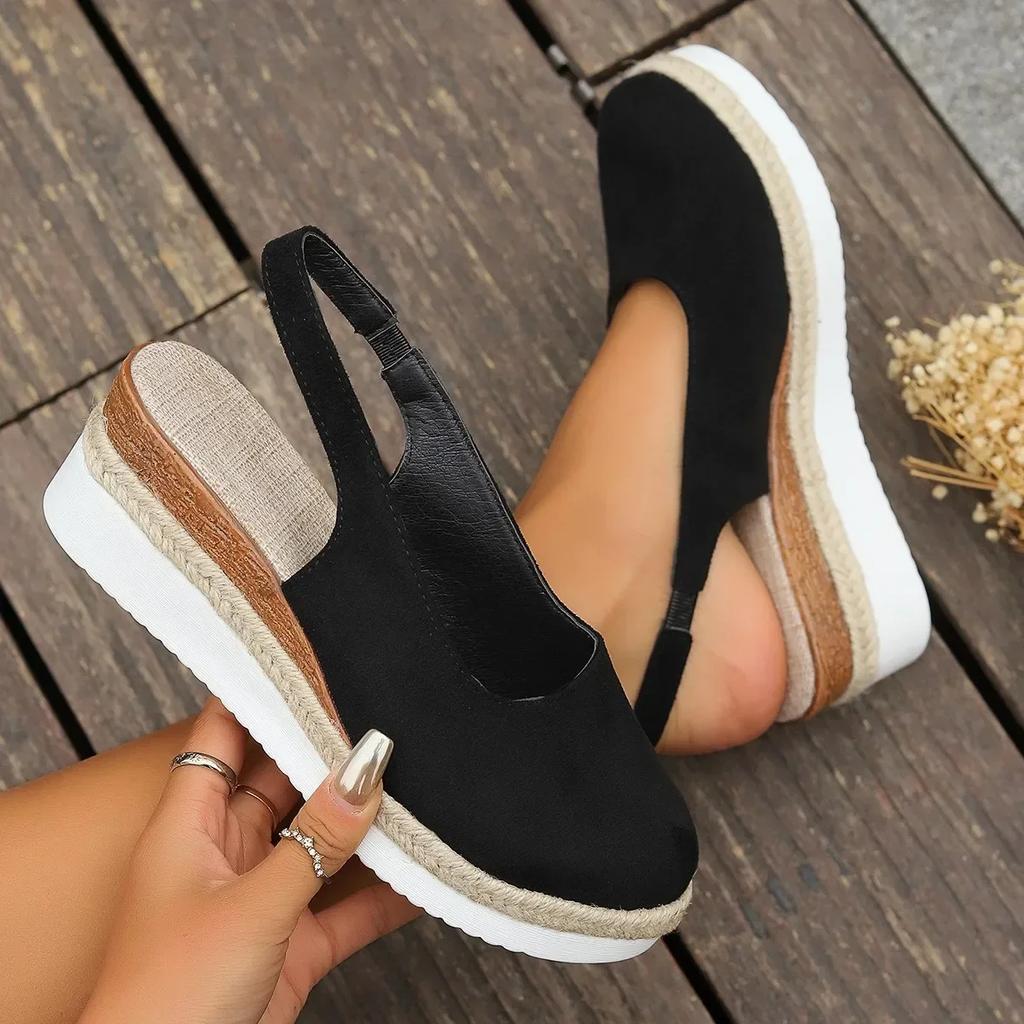 Plus Size Women's Espadrille Wedge Sandals 2024 New Summer Casual Comfortable Slip-On Closed Toe Platform Shoes Sandalias Mujer