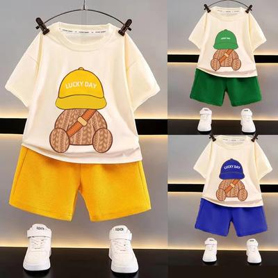 Sommer Baby Jungen Kleidung Set Kind Mädchen T-Shirts und Shorts 2-teiliger Anzug Kinder Kurzarm Cartoon Bär Oberteil Hose Outfits