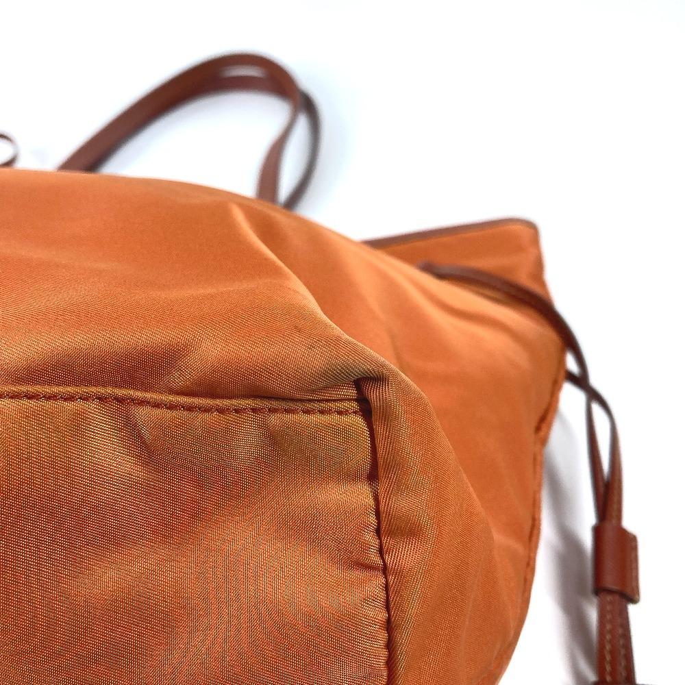 PRADA BR4001 triangle logo plate Tote Bag Shoulder Bag Leather / Nylon Orange