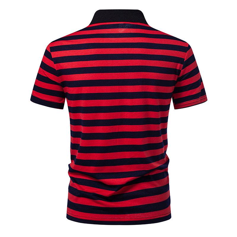 Summer Men's Classic Striped Polo Shirts Short Sleeve Breathable Casual T-Shirt Contrast Color Lapel Collar Streetwear Basic Top