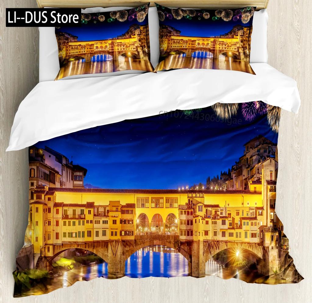 Italy Duvet Cover Queen/King/Full Size For Kids Adult Microfiber Italian Rome Venice Pisa Tower Tuscany Pizzas View Bedding Set