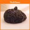 British Vintage Leopard Print Beret With Plush Material For Autumn And Winter Fashion