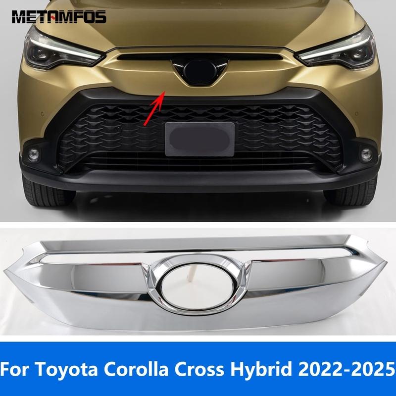 Car Accessories For Toyota Corolla Cross Hybrid -2024 2025 Carbon Fiber Front Engine Bumper Grille Racing Grill Molding Trim