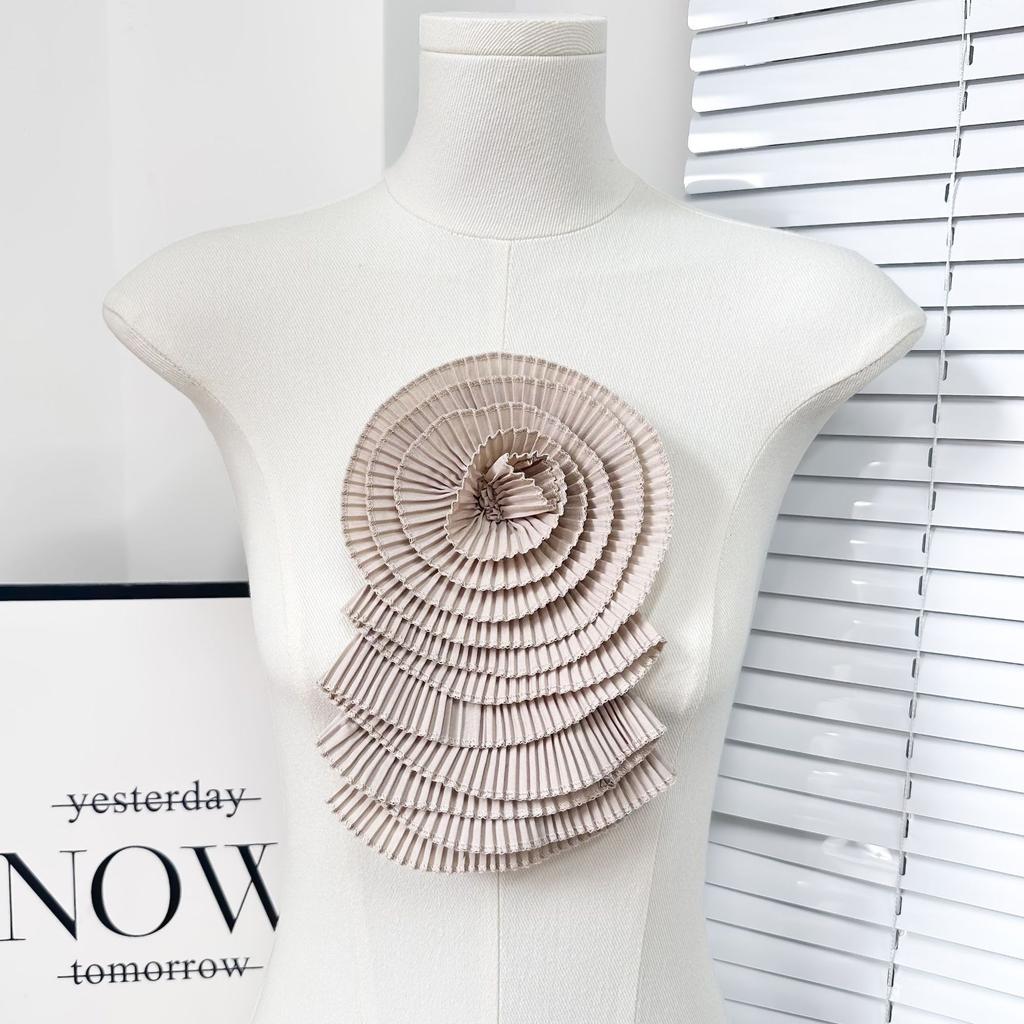 Delicate Multi-Color Chiffon Flower Multi-Layer Pleated Cloth Sticker Craft Flower Wedding Dress Dress Top Decorative Accessories