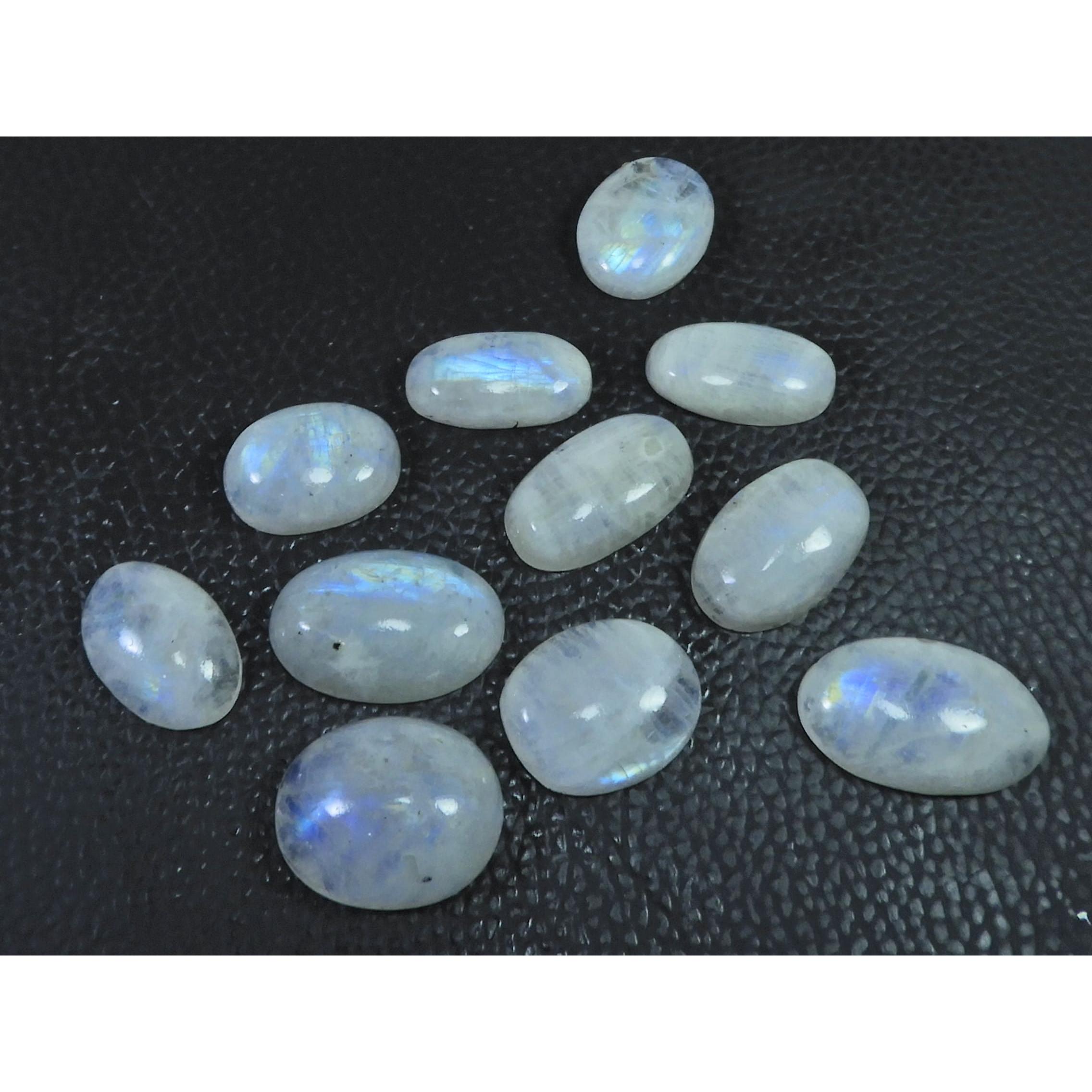 148Cts. Natural Rainbow Moonstone Oval Cabochon Loose Gemstone 11 Pcs Lot C-1645