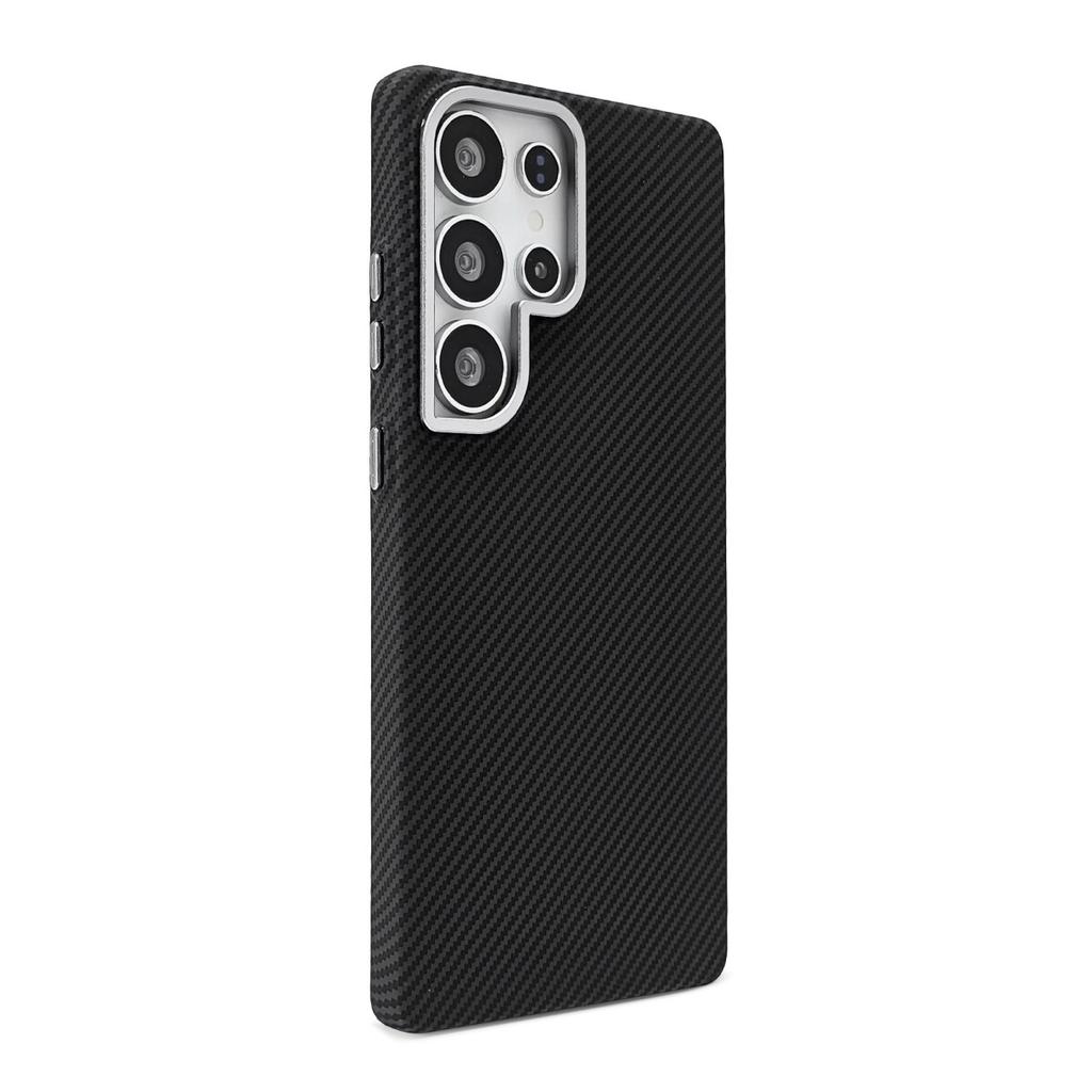 For Samsung Galaxy S26 S25 Ultra Galaxy S24 S23 Plus Case Magnetic Matte Carbon Fiber Pattern Hard Cover Metal Lens Frame Shell