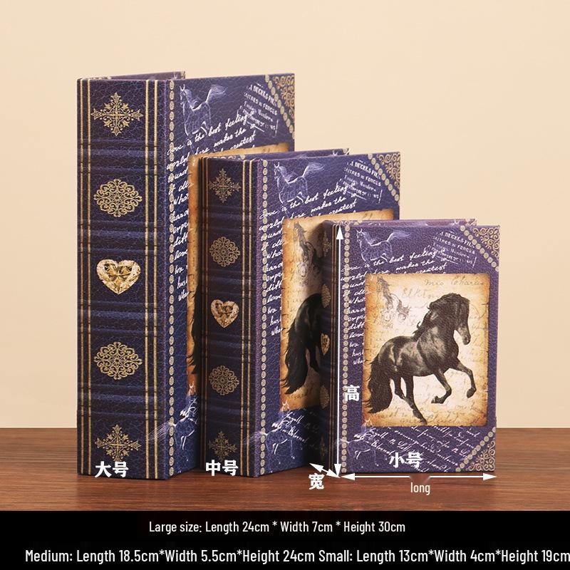 Scaffale per Libri in Legno Retrò Europeo: Ornamenti Vintage e Scatola Decorativa per Libreria