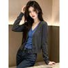 Zose Color-Block V-Neck Embroidered Knit Cardigan