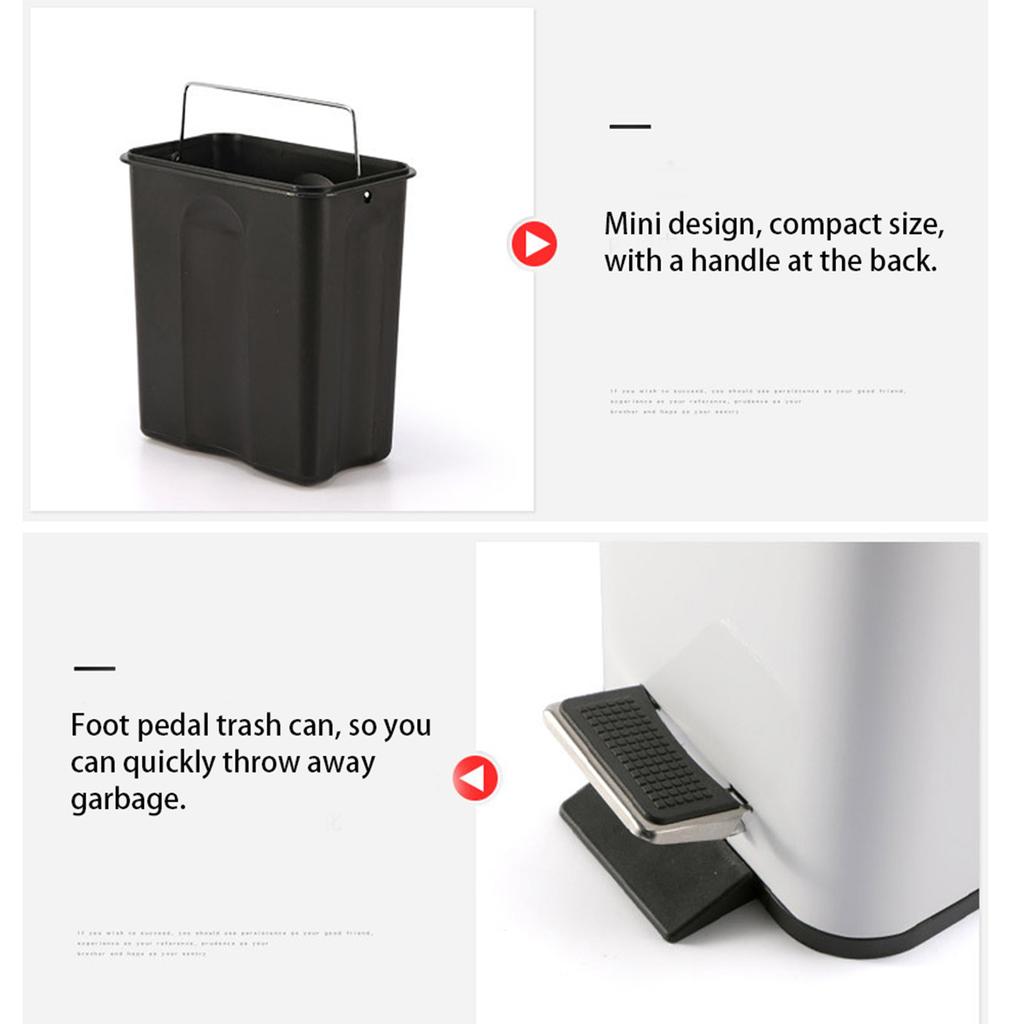 Haushalt Badezimmer Küche Edelstahl Mute Pedal Müll Mülleimer Weiß 5L