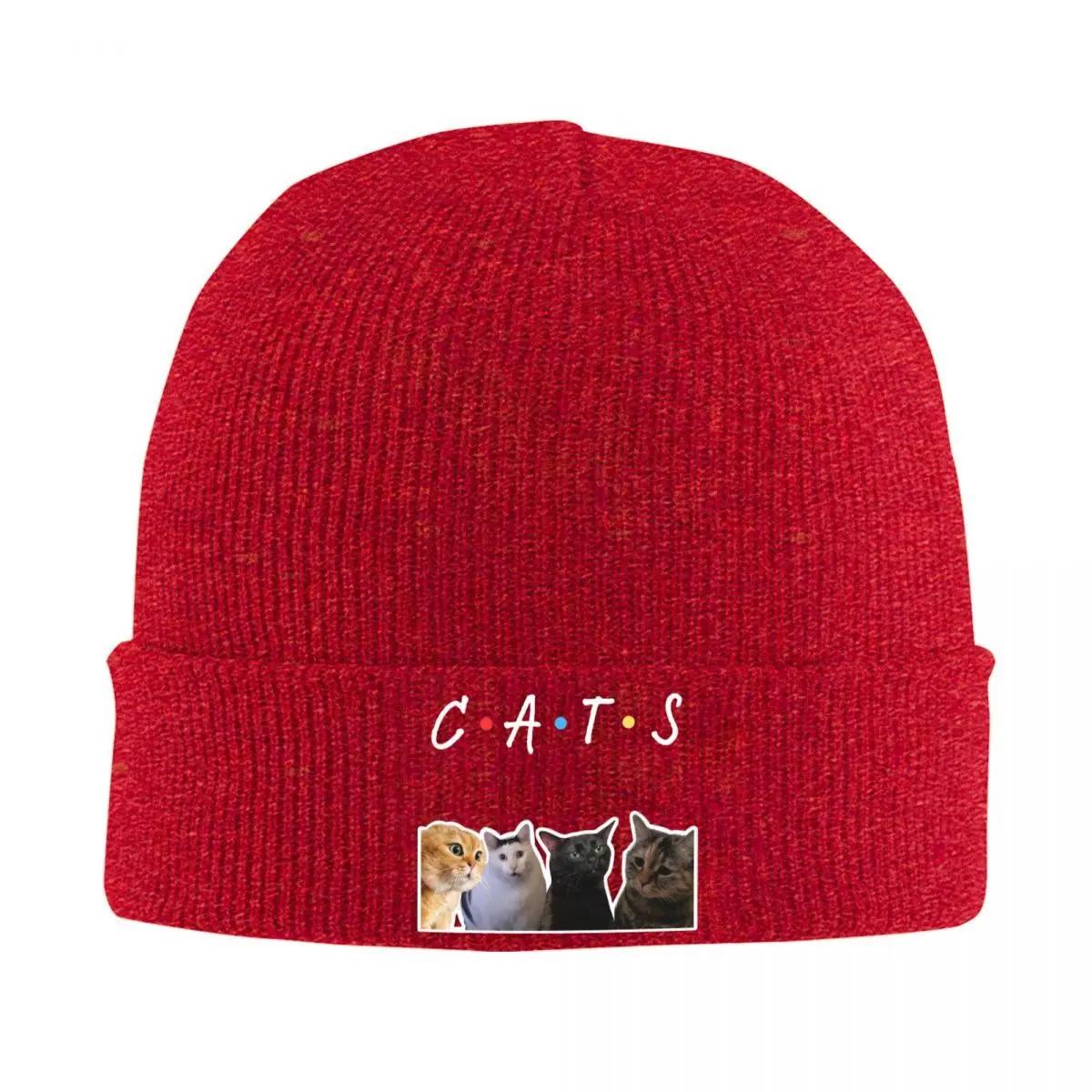 New Cats Meme Cats From Viral Hat Autumn Winter Beanie Baggy Cap Unisex Knitted Hat
