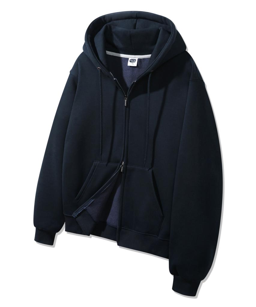 Alvinclo [Double Cotton/Fleece-Lined] Plain Regular Fit Two-Way Zip-Up Hoodie Azh673 (4 Colors) (Type B)