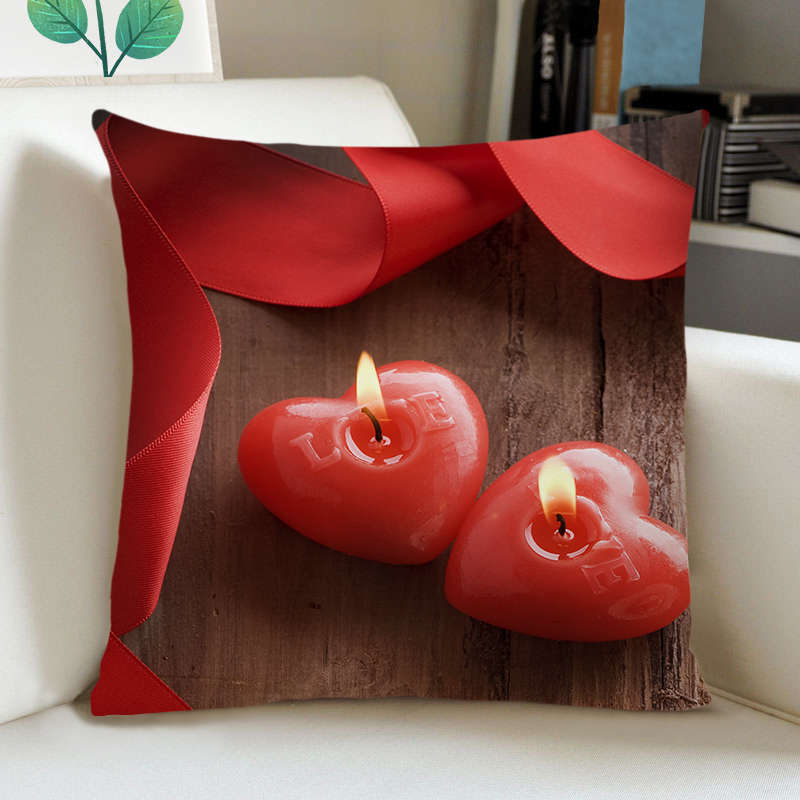 Greeting Card European Bow Gift Peach Skin Valentine's Day Pillow Case Pillow Car Sofa Cushion Cushion