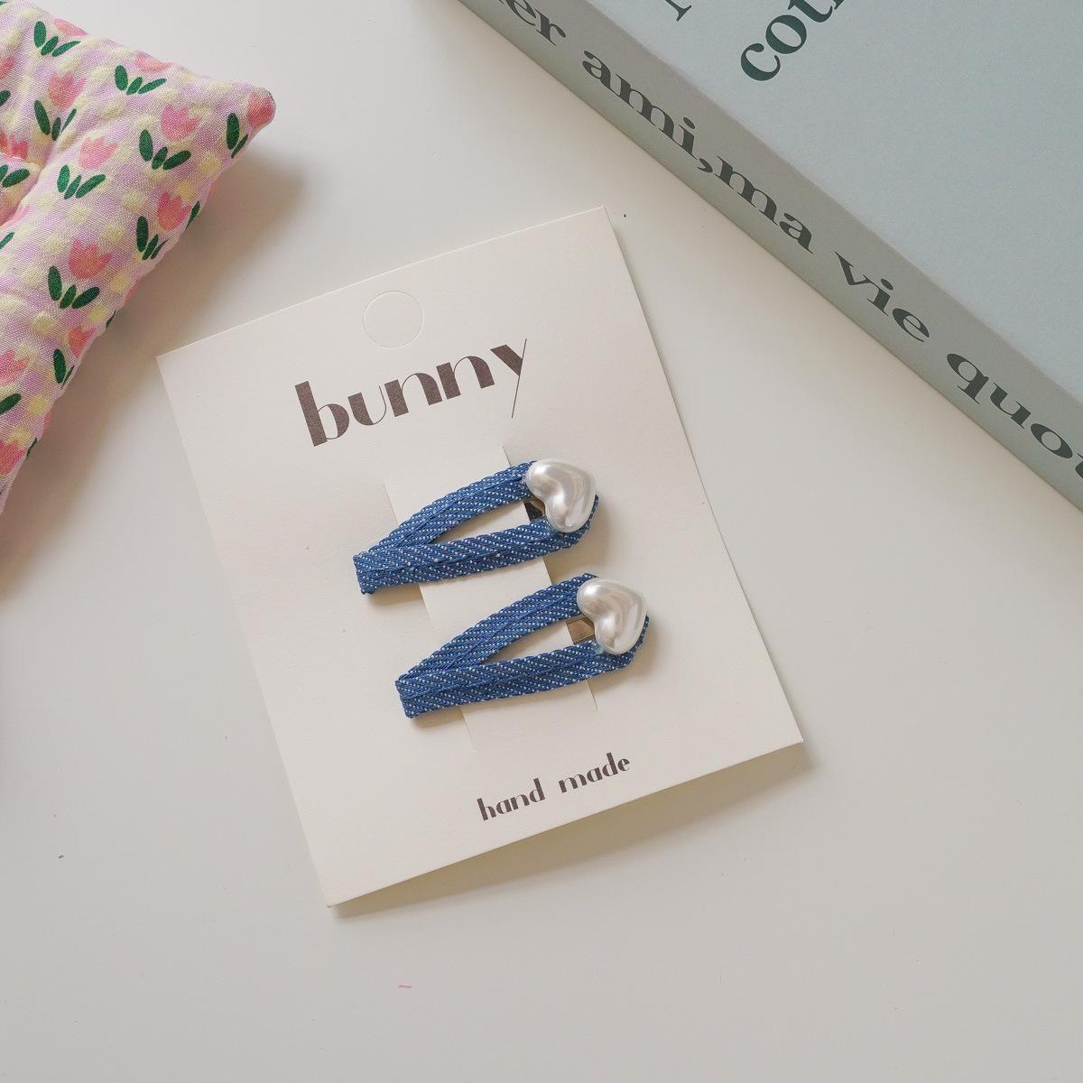 

Новое поступление! Детская заколка для волос Джинсовый бант и жемчуг Кружевной край Милые детские головные уборы Аксессуары Модная детская заколка для волос