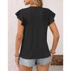 Summer Jacquard Checkered V-neck Top with Ruffle Sleeves Loose Short Sleeved Women's T-shirts