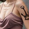 3pcs Temporary Tattoo Black And Grey Realism  And Moon Tree With House And Moon  With Lighthouse For Women Arms