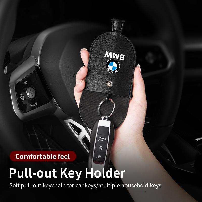 KHQB5 For BMW Leather Car Key Protective Case Keychain Storage Bag Coin Purse Accessories E87 E70 E91 E30 G20 E92 E93 E60 E46 E90 G30
