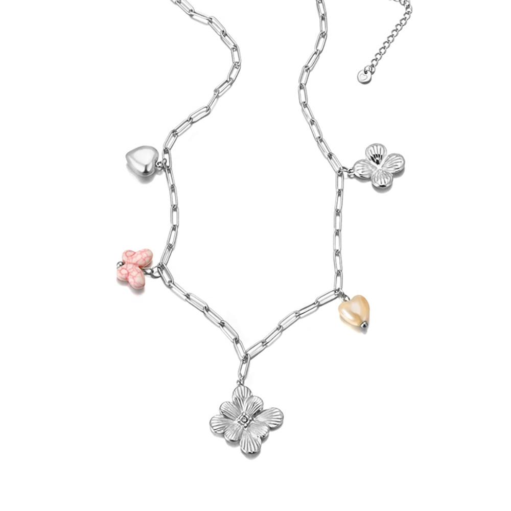 JeeMango Stainless Steel Shell Coral Starfish Pendant Bracelet for Women Personality 18K Gold Plated Ocean Style Jewelry B25134