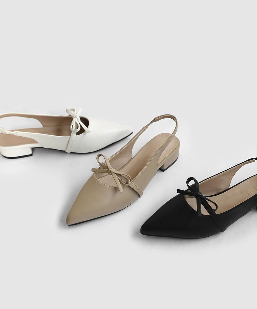 Sappun Mier Ribbon Slingback Flat Shoes (2.5Cm)