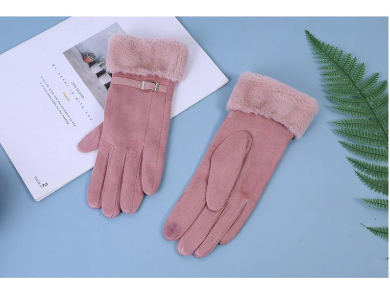 

Женские теплые перчатки для сенсорных экранов на осень/зиму - бархат и плотная замша для езды на велосипеде на открытом воздухе One Size розовый