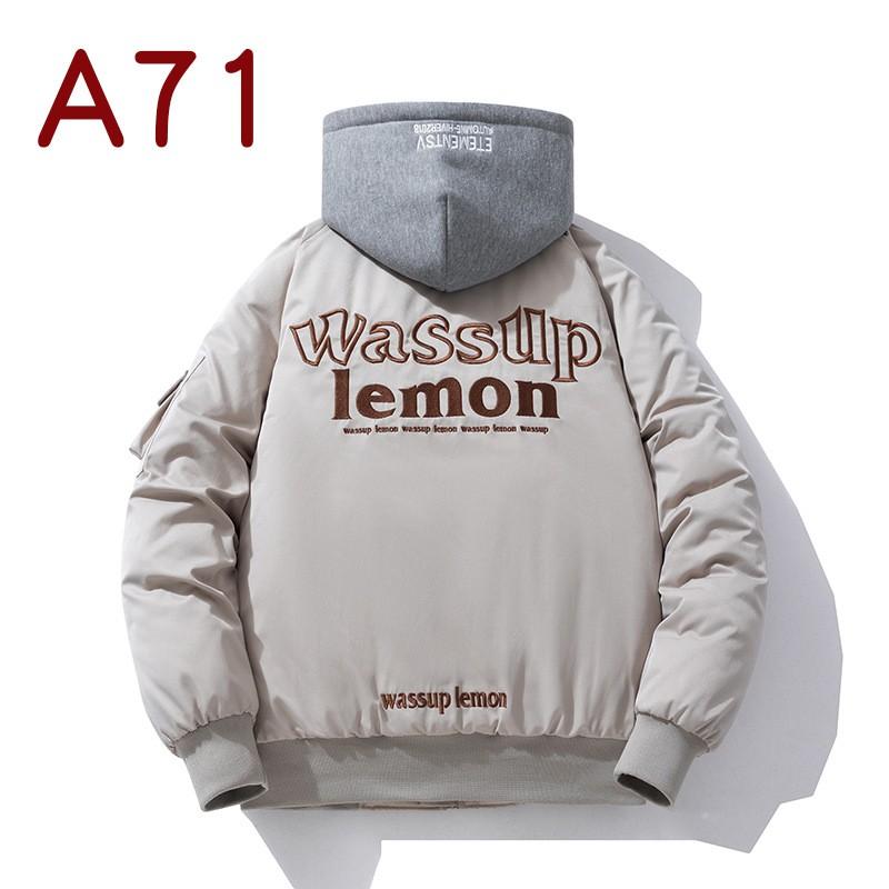 Mens Thickened Hooded Bomber Jacket With Letter Embroidery Streetwear Casual Winter Outerwear