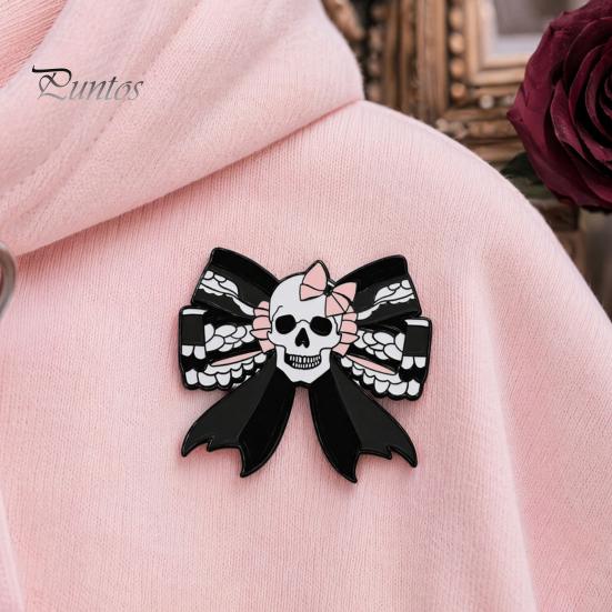Halloween Costume Pin Brooch Pin, Enamel Skull Bow Design Brooch, Style Snap-On Cool Accessory Badge for Backpacks Collars Hats Holiday Decoration