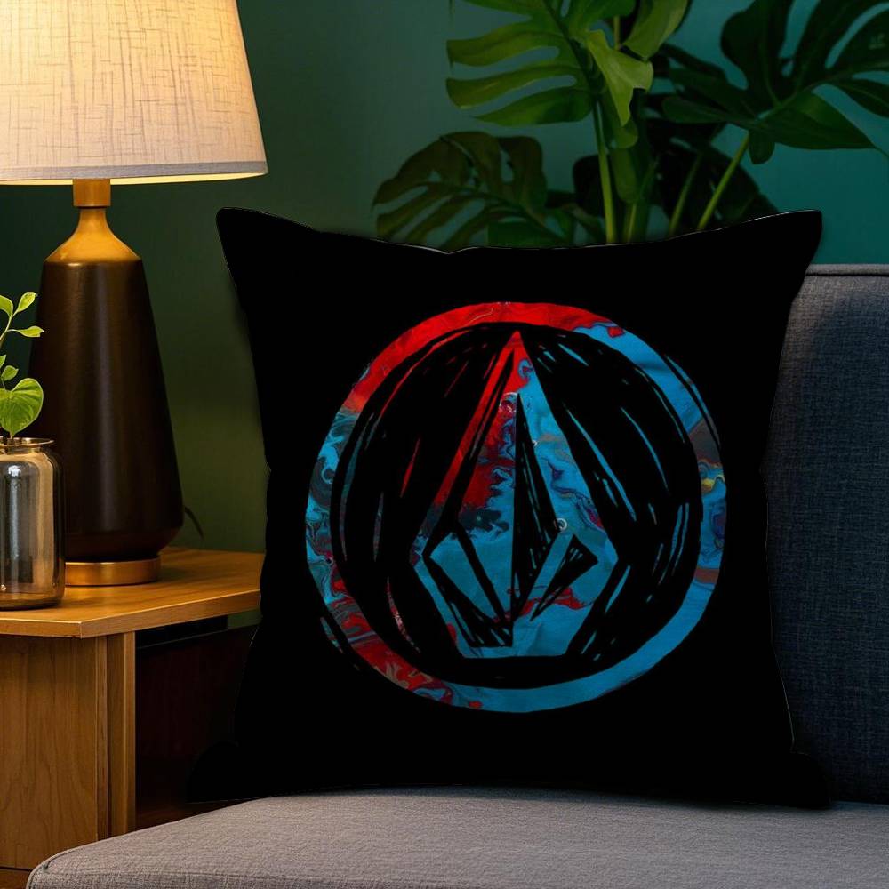 Cool V-Volcom Logo Pillow Case Plush Fabric Soft Double Sided Print Sofa Cushion Cover Throw Pillow Covers