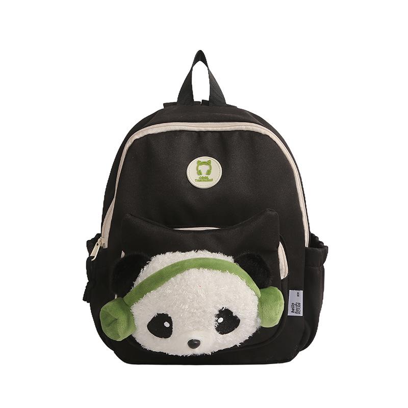 

Милый мультяшный модный рюкзак: Вместительная, легкая, универсальная дорожная/школьная сумка с держателем для наушников и куклы. чёрный