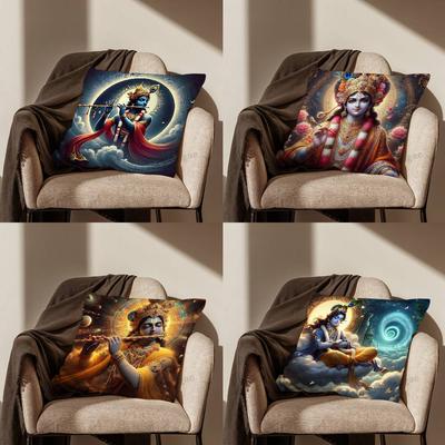 Gott Lord Krishna Indische Kissenhülle Wohnzimmer Sofakissenbezug Geeignet für Heim-Schlafzimmer-Dekoration und Schutz