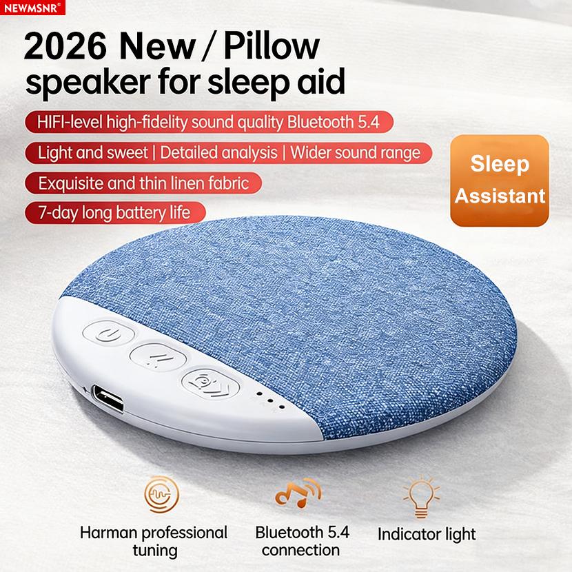 NEW Wireless Bedroom Pillow Speaker Bluetooth 5.4, Under Pillow Sound Machine with White Noise, 30/60/90 Min Timer, Stereo Sound