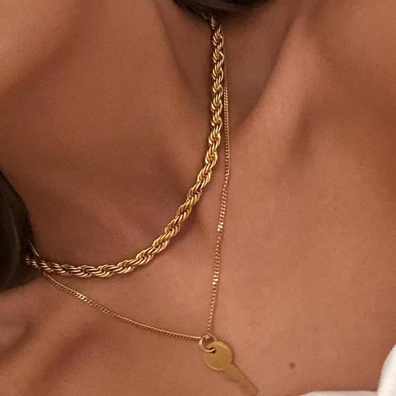 Minimalist Rope Chain Stainless Steel Choker Necklaces for Women 1-5MM Gold Color Metal Daily Wear Statement Collar Jewelry