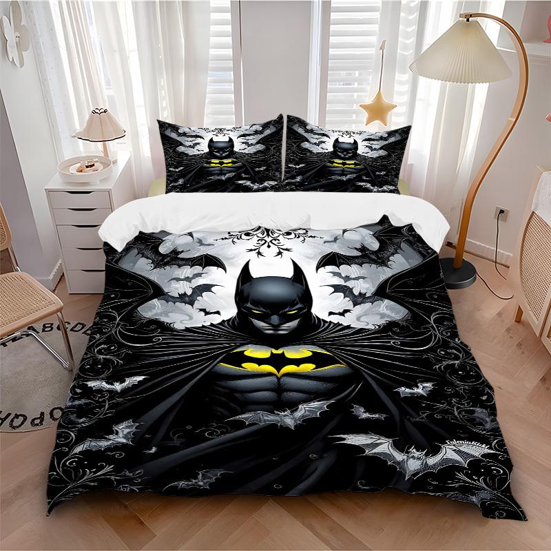 

3pcs Batman Bedding Set, Soft Polyester Duvet Cover and Pillowcases Machine Washable Seasons all suitable & Guest Room Decor291 135x200cm