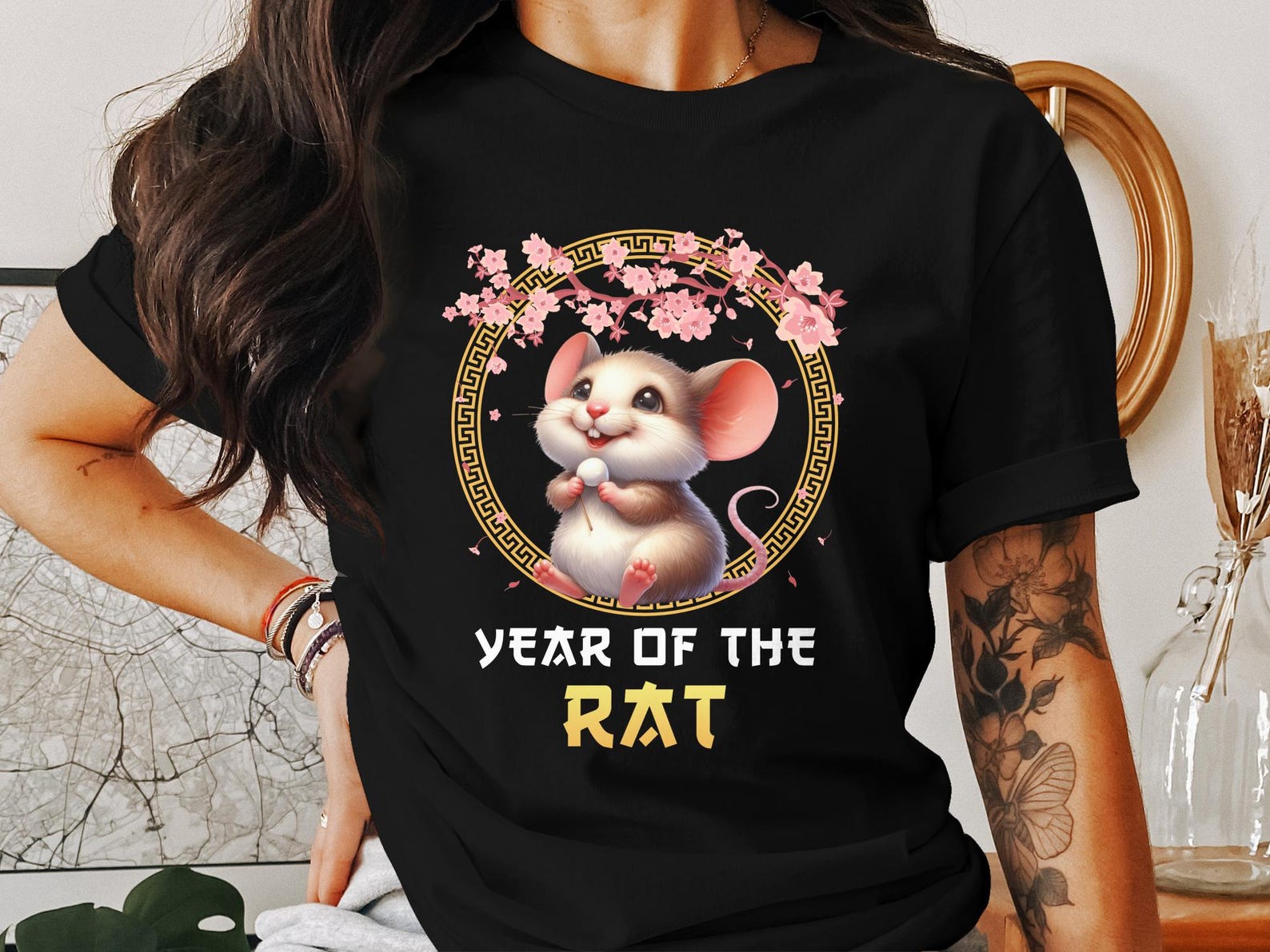 Cute Rat Chinese New Year T Shirt, Lunar New Year Gift Tee, Zodiac Animal Shirt, Year of the Rat, Asian Festival 2XL
