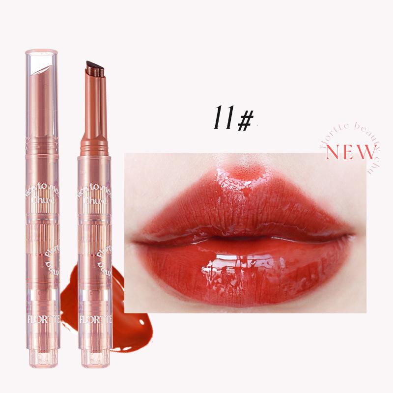 FLORTTE Chu Jelly Rossetto Floria First Kiss Love Series Penna Specchio Acqua Luce Smalto per labbra Acqua idratante Donna Cosmetici di bellezza