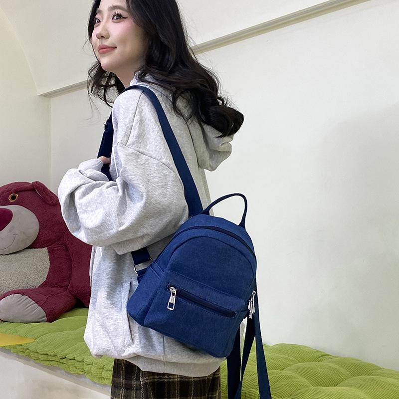 Simple Casual Simple Backpack Women 2025 New Fashion Solid Color Small Bag Small Fresh Student Travel Backpack