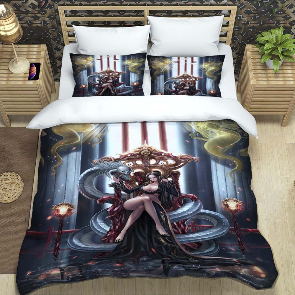 A Comfortable 3D Cartoon Comic Book Series "One Piece" Bedding Set, Including Duvet Cover, Pillowcases, and A Children's Set.