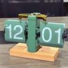 Simple Retro Flip Page Alarm Clock - Solid Wood, Creative Automatic Mechanical Design for Living Rooms