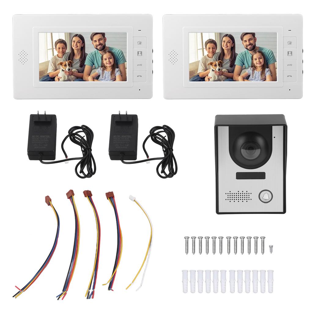 7in Wired Video Door Phone Kit Night Vision 2 Way Intercom Video Doorbell System for Apartment Villa