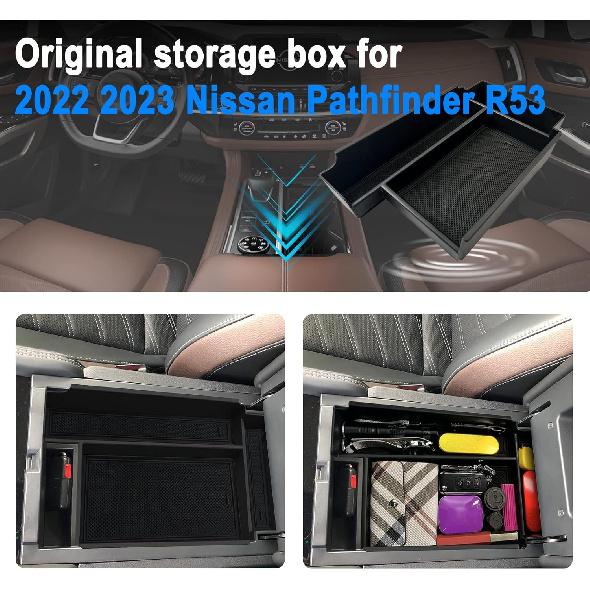 SHAOHAO For 2024 2025 Nissan Pathfinder Center Console Organizer Tray   2024 2025 Pathfinder S/SV/SL/Rock Creek/Platinum Armrest Storage Box Tray