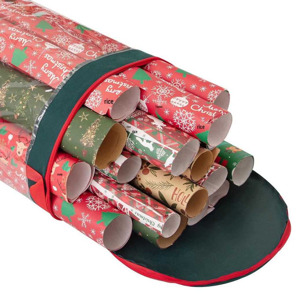 Cross-border Christmas Gift Roll Paper Storage Bag - Transparent PVC Dustproof Organizer