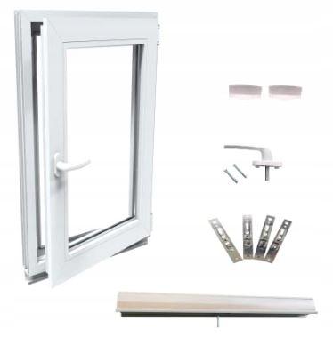 Okno PCV Białe 40x50 Prawe 400x500 mm Uchylno-Rozwierane Dwuszybowe